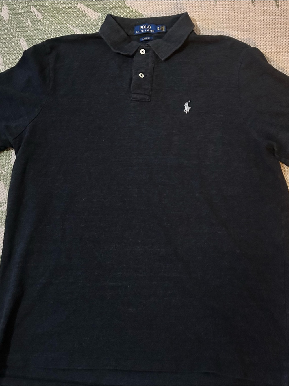 Ralph Lauren Black Classic Fit Polo with White Pony Embroidery XL
